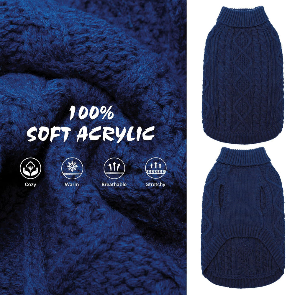 BINGPET thermal knitted dog sweater back view with leash-hole for stylish safety on strolls.