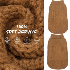 BINGPET thermal knitted dog sweater back view highlights a leash hole.