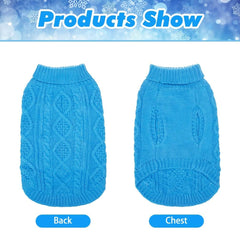 BINGPET thermal knitted dog sweater cable knit gingham patch for stylish photos