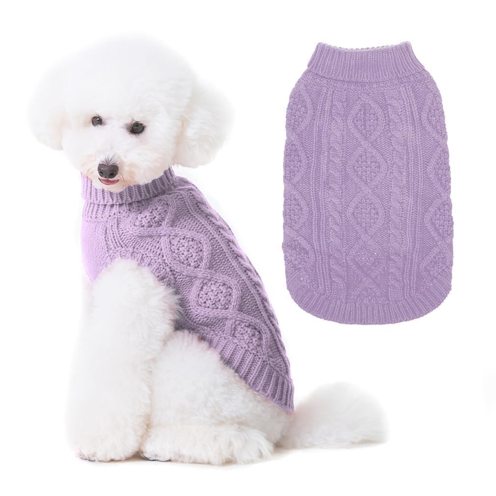 BINGPET thermal knitted dog sweater front view shows cosy warmth for outdoor walks.