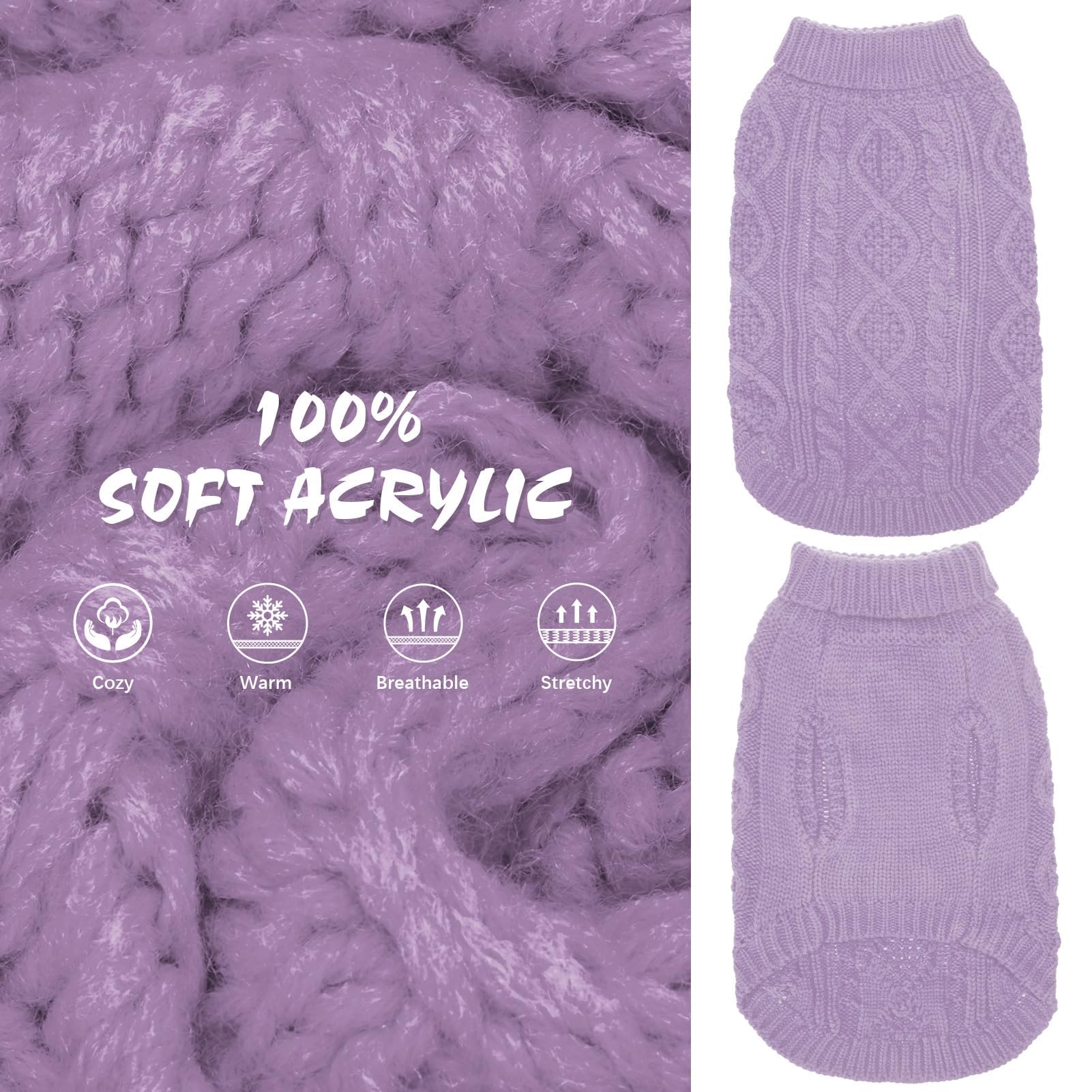 BINGPET thermal knitted dog sweater back view highlights convenient back leash hole for walks.