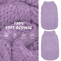 BINGPET thermal knitted dog sweater back view highlights convenient back leash hole for walks.