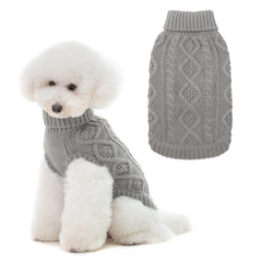 BINGPET thermal knitted dog sweater with turtleneck keeps pets warm on cold walks.