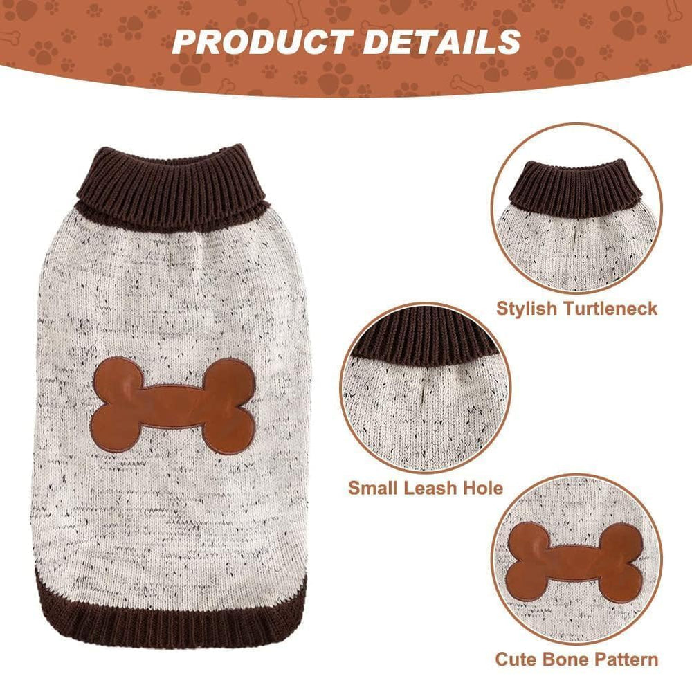 BINGPET Turtle Neck Dog Sweater chest pattern adds fashionable detail.