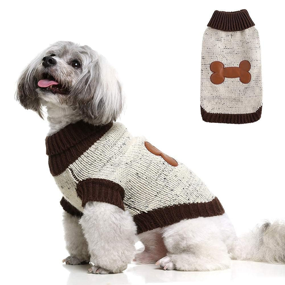 BINGPET Turtle Neck Dog Sweater front view for cozy winter walks.