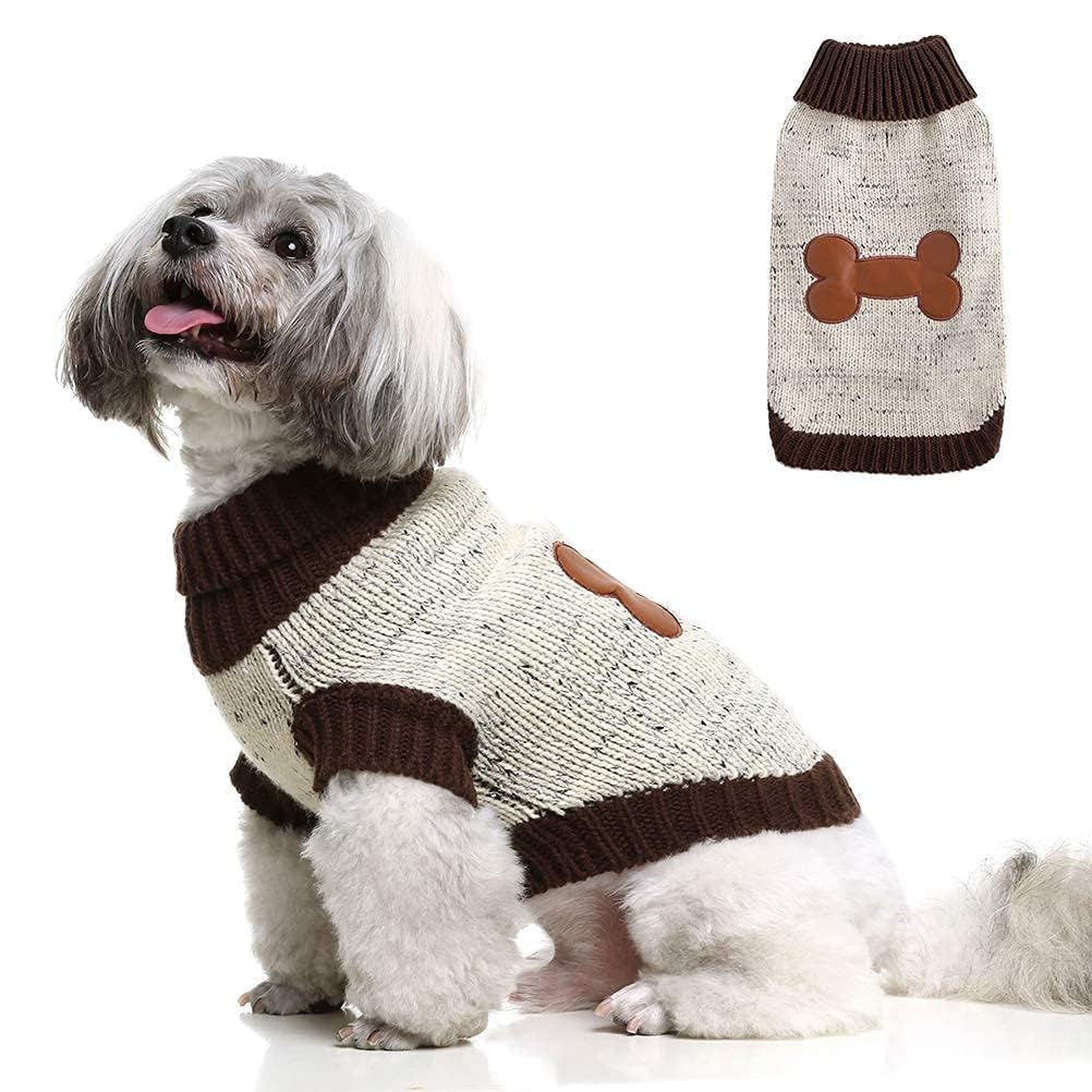 BINGPET Turtle Neck Dog Sweater front view for cozy winter walks.