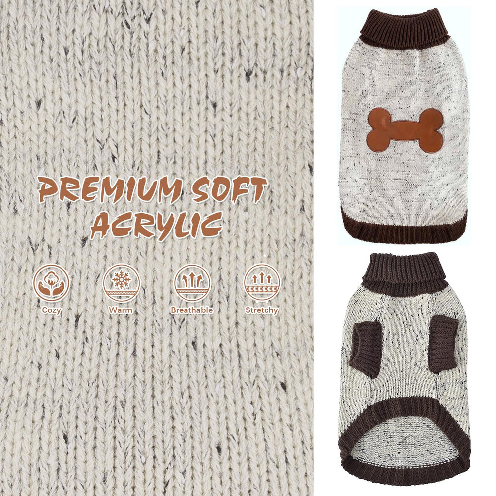 BINGPET Turtle Neck Dog Sweater with harness slit for easy leash attachment.
