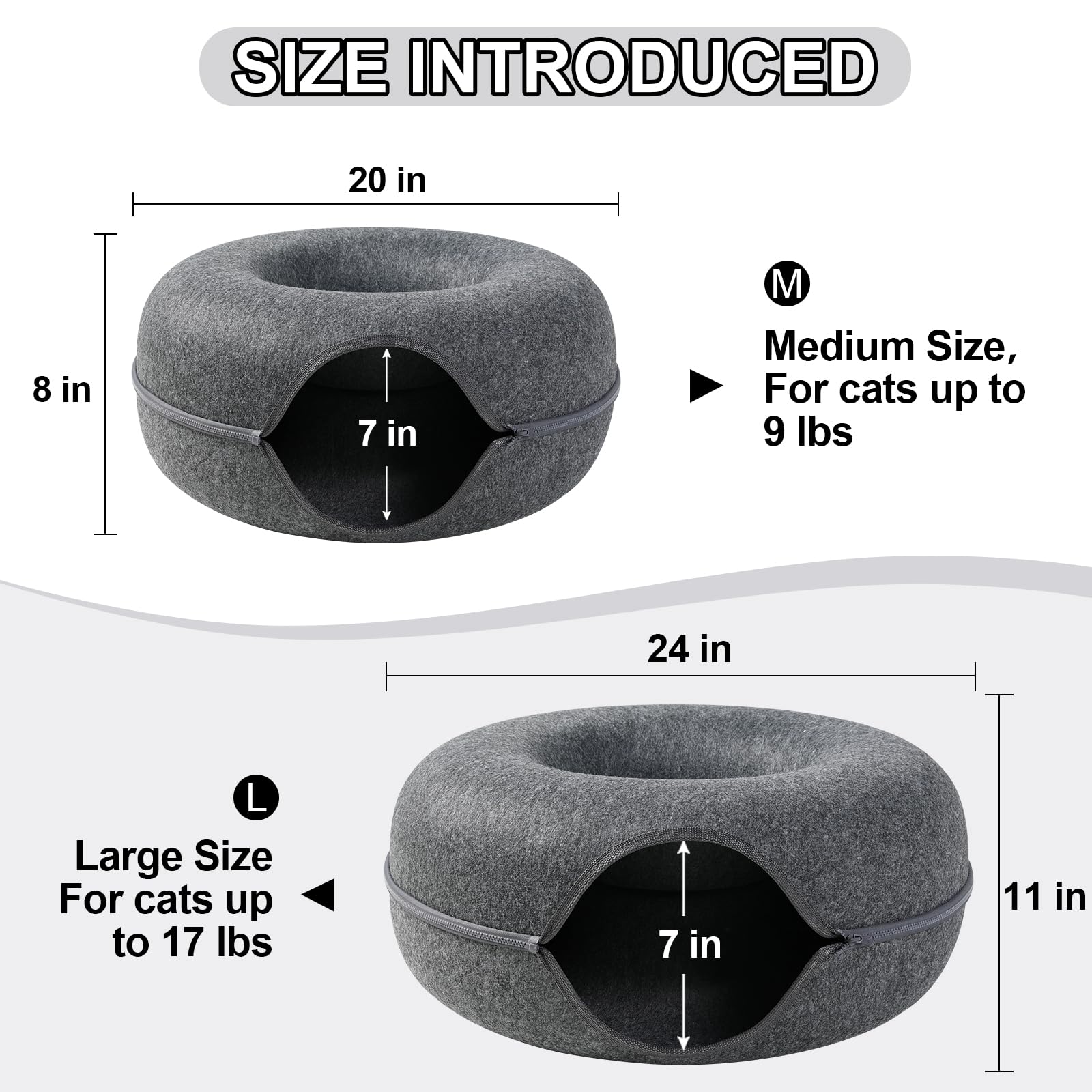 Bininl Cat Tunnel donut design shows double-layered play and rest space.
