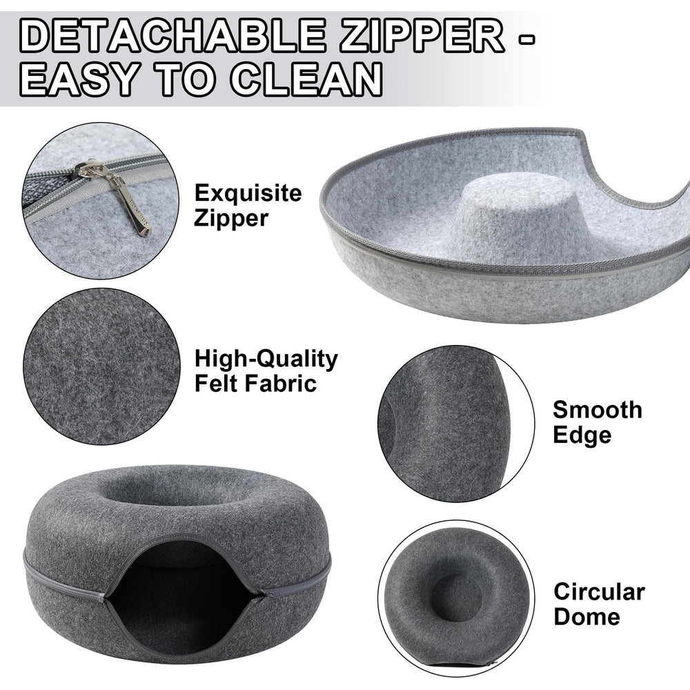 Bininl Cat Tunnel felt material stands up to scratching and daily play.