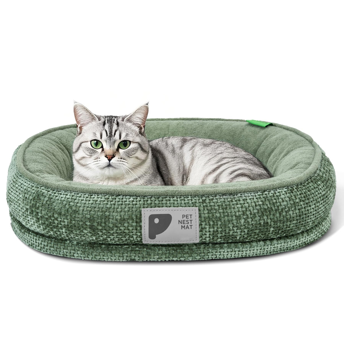 Bininl orthopedic cat bed green XS with egg crate foam for cozy lounging