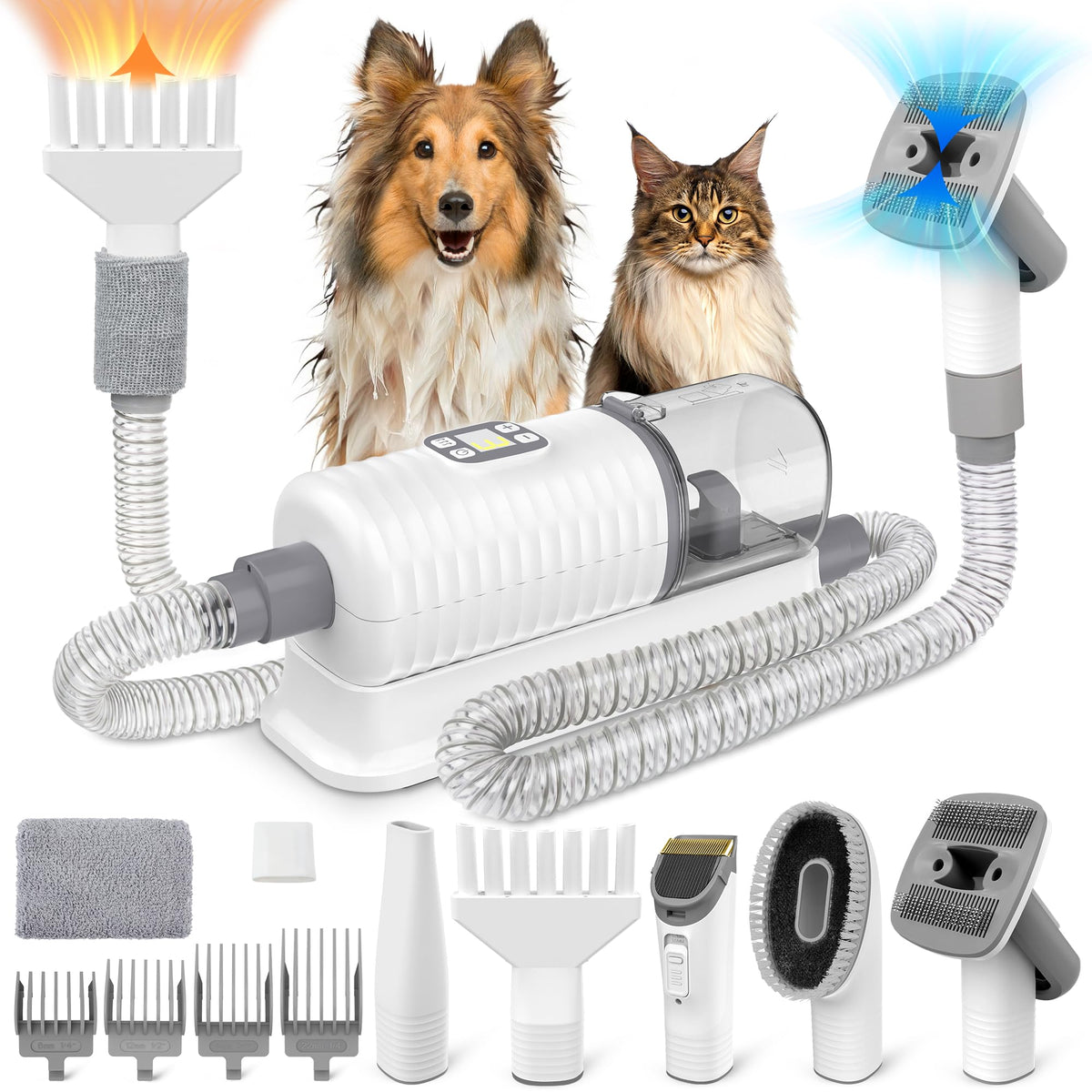 binROC dog vacuum grooming kit assembled for at-home grooming.