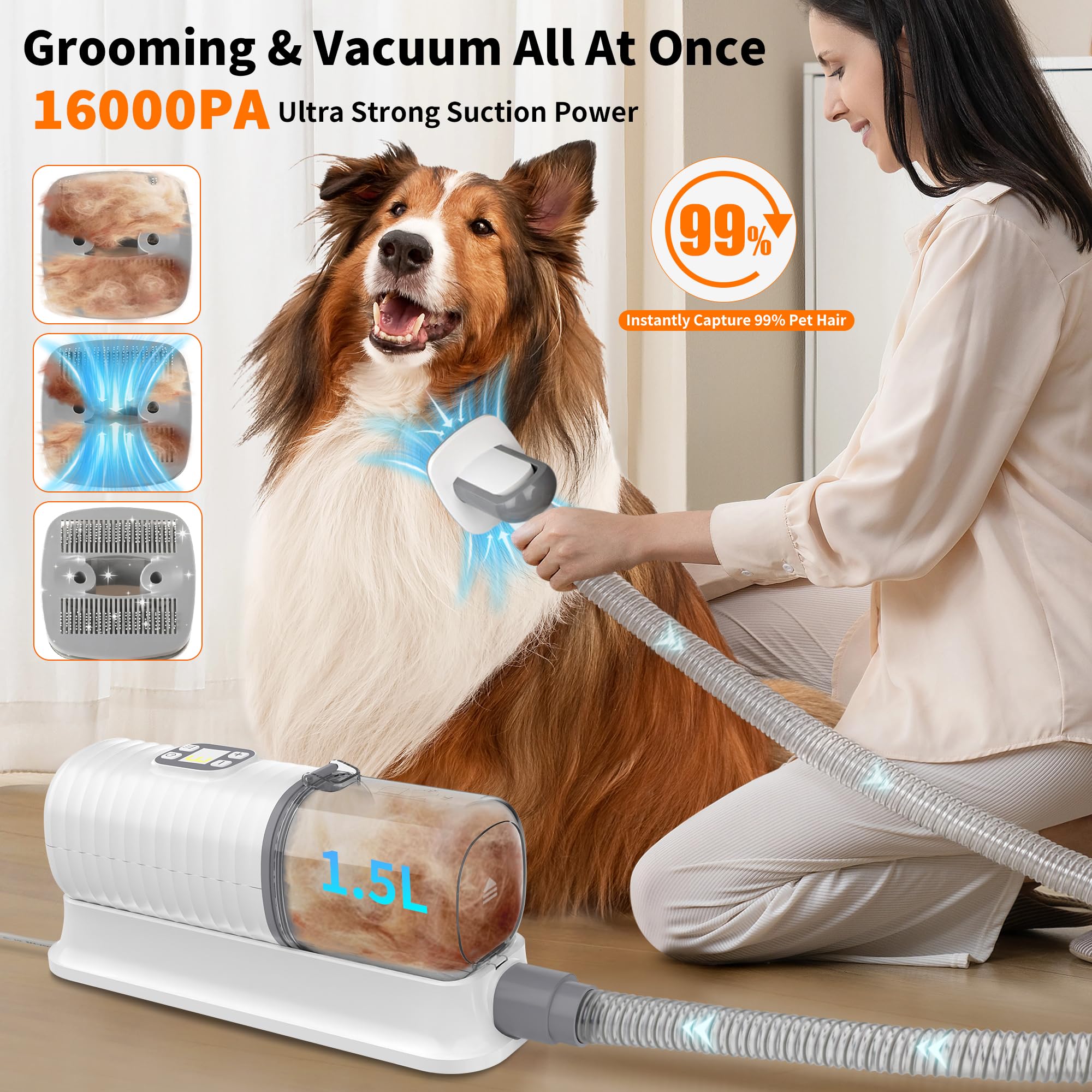 binROC powerful suction captures hair and dander, keeping surfaces cleaner.