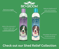 Bio-Groom grooming scene with dog and cat supports deshedding for double coats and long hair