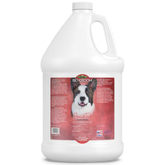 Bio-Groom flea tick protein-lanolin shampoo bottle showing conditioning benefits for dogs and cats.