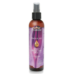 Bio-Groom Indulge Argan Oil bottle showing no-rinse conditioner for quick deshedding