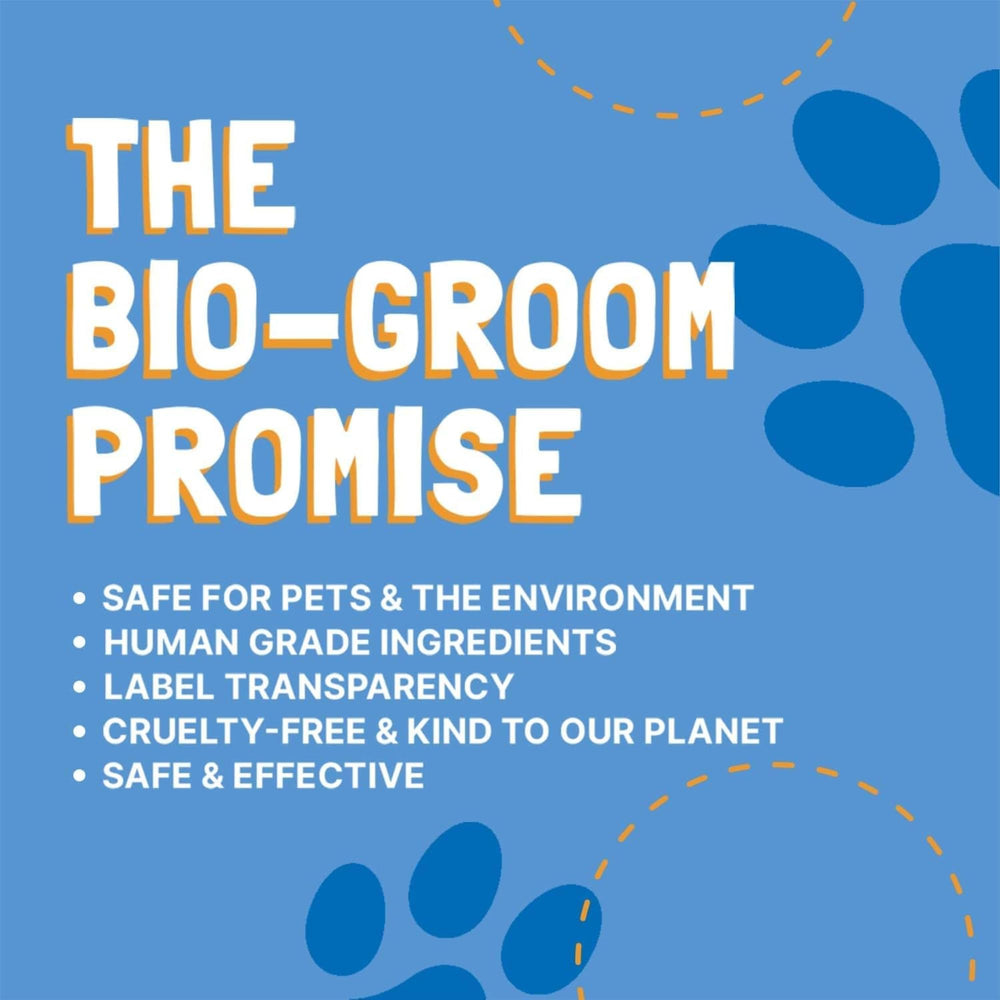 Bio-Groom Oatmeal Dog Shampoo bottle-back label highlights cruelty-free sourcing