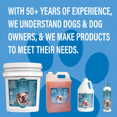 Bio-Groom Oatmeal Dog Shampoo pour action for easy lather on puppies.