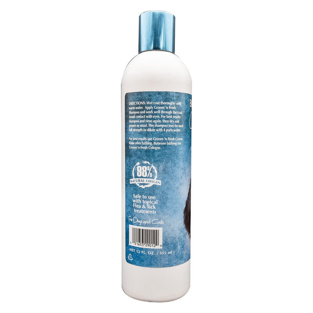 Bio-Groom Groom'n Fresh dog shampoo demonstrates odor-eliminating wash with lasting fragrance