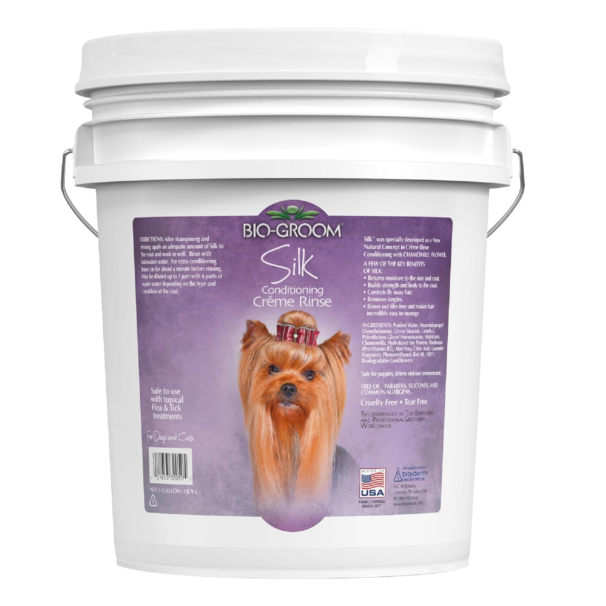 Bio-Groom Silk Creme Rinse bottle promotes a silky coat after bath