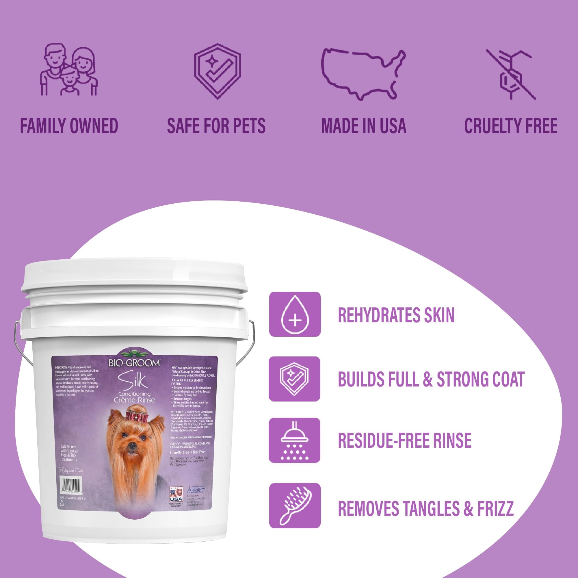 Bio-Groom Silk Creme Rinse coat is soft after rinse