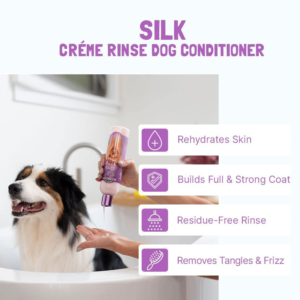 Cruelty-free label on Bio-Groom Silk Creme Rinse packaging