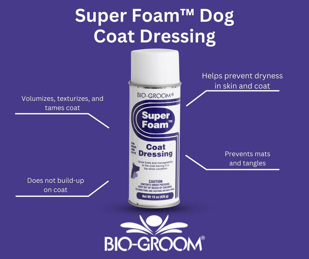Bio-Groom Super Foam Coat Dressing spray in action for easy detangling and moisturization