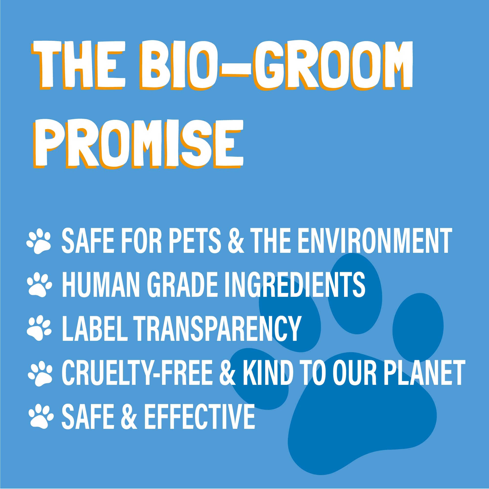 Close-up label on Bio-Groom shampoo highlights cruelty-free and USA-made claims.