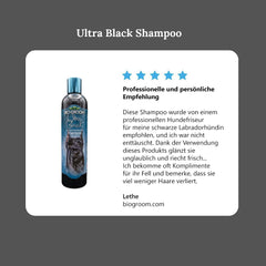 Bio-Groom Ultra-Black Dog Shampoo lather image highlights gentle cleansing and coat brightness.