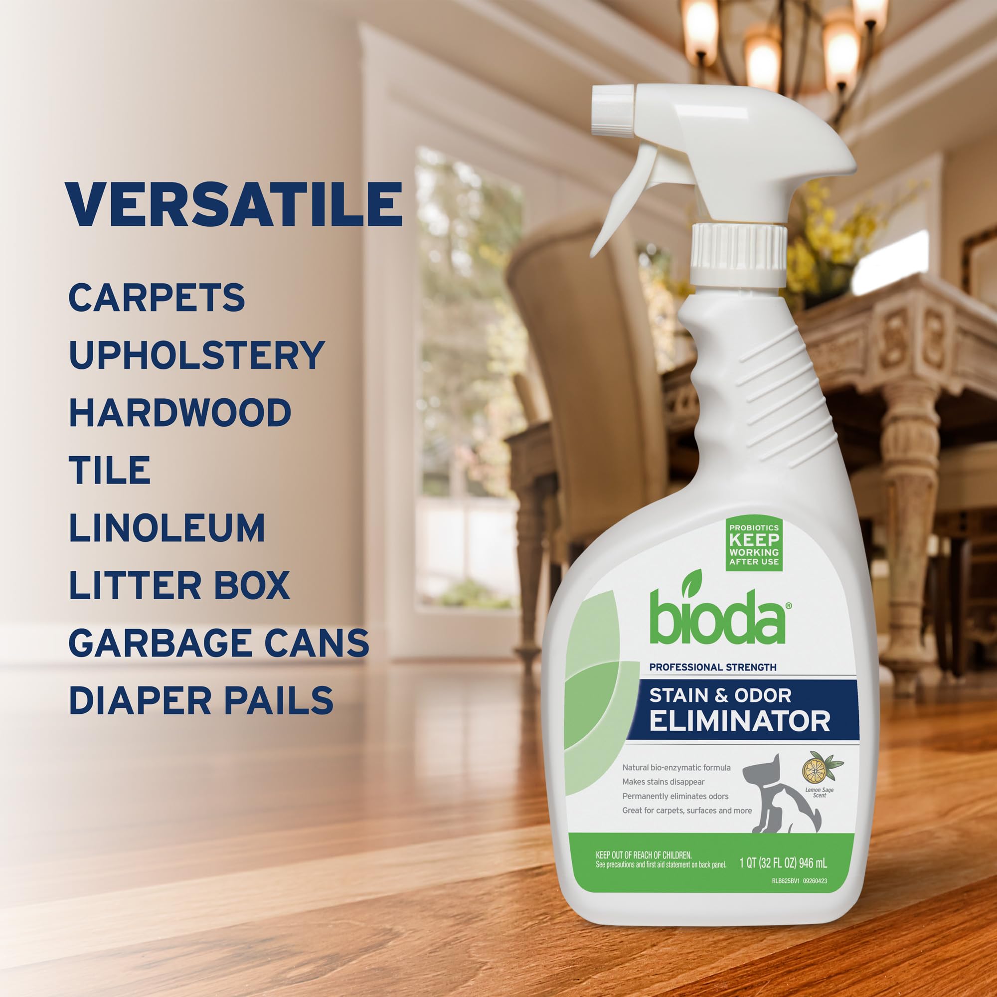 Bioda safe-on-surfaces enzyme formula for diverse materials
