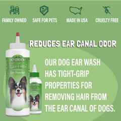 Bio-Groom Ear-Fresh funnel-tip dispenser enables precise, mess-free ear care.
