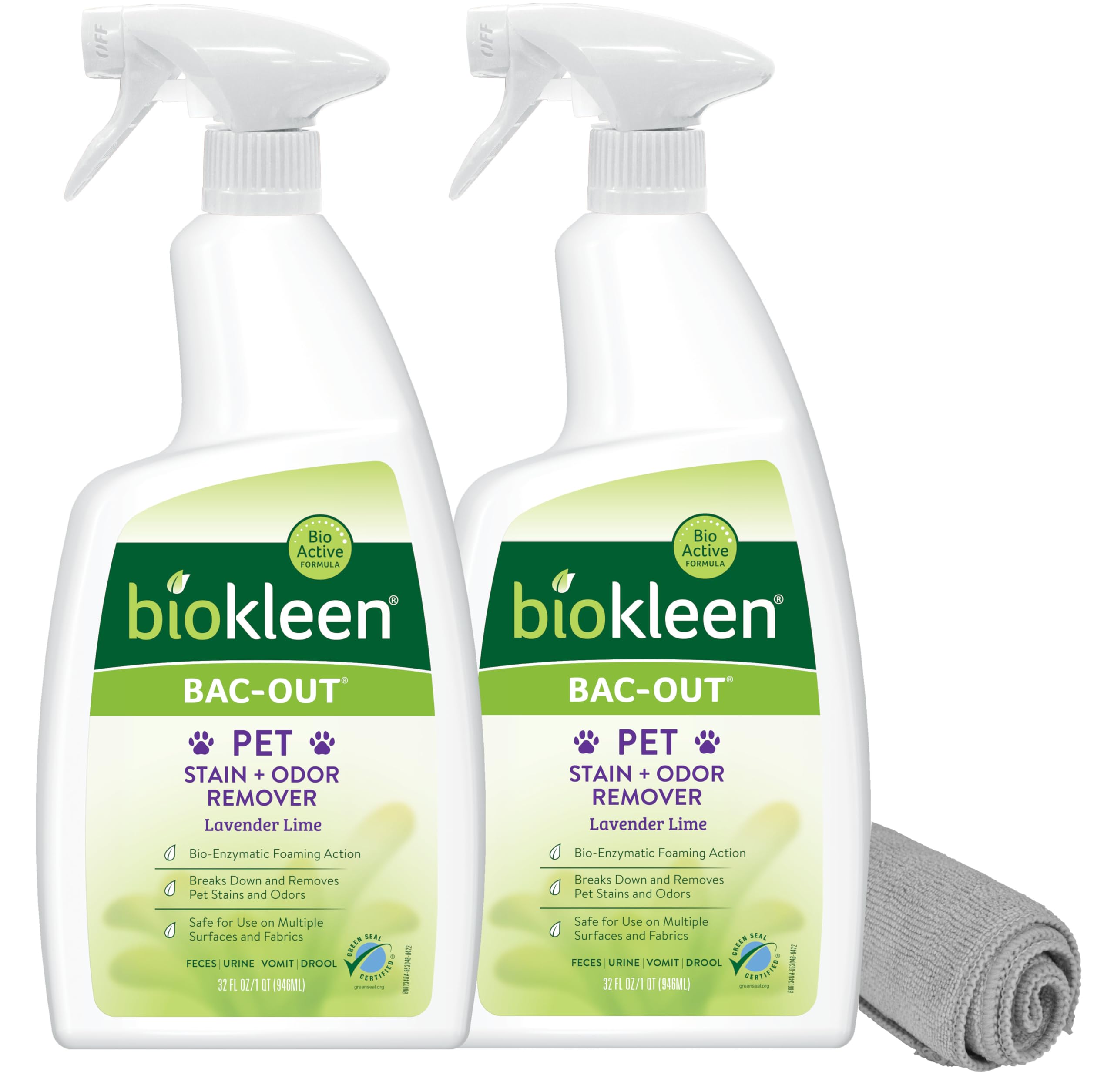 Biokleen Bac-Out 2-pack sprays for quick stain removal and odor control.