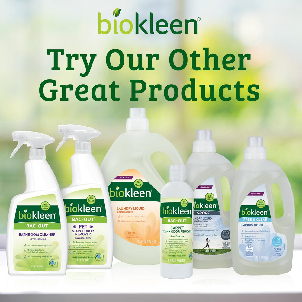 Biokleen Bac-Out plant-based eco-friendly label for safe pet cleaning.