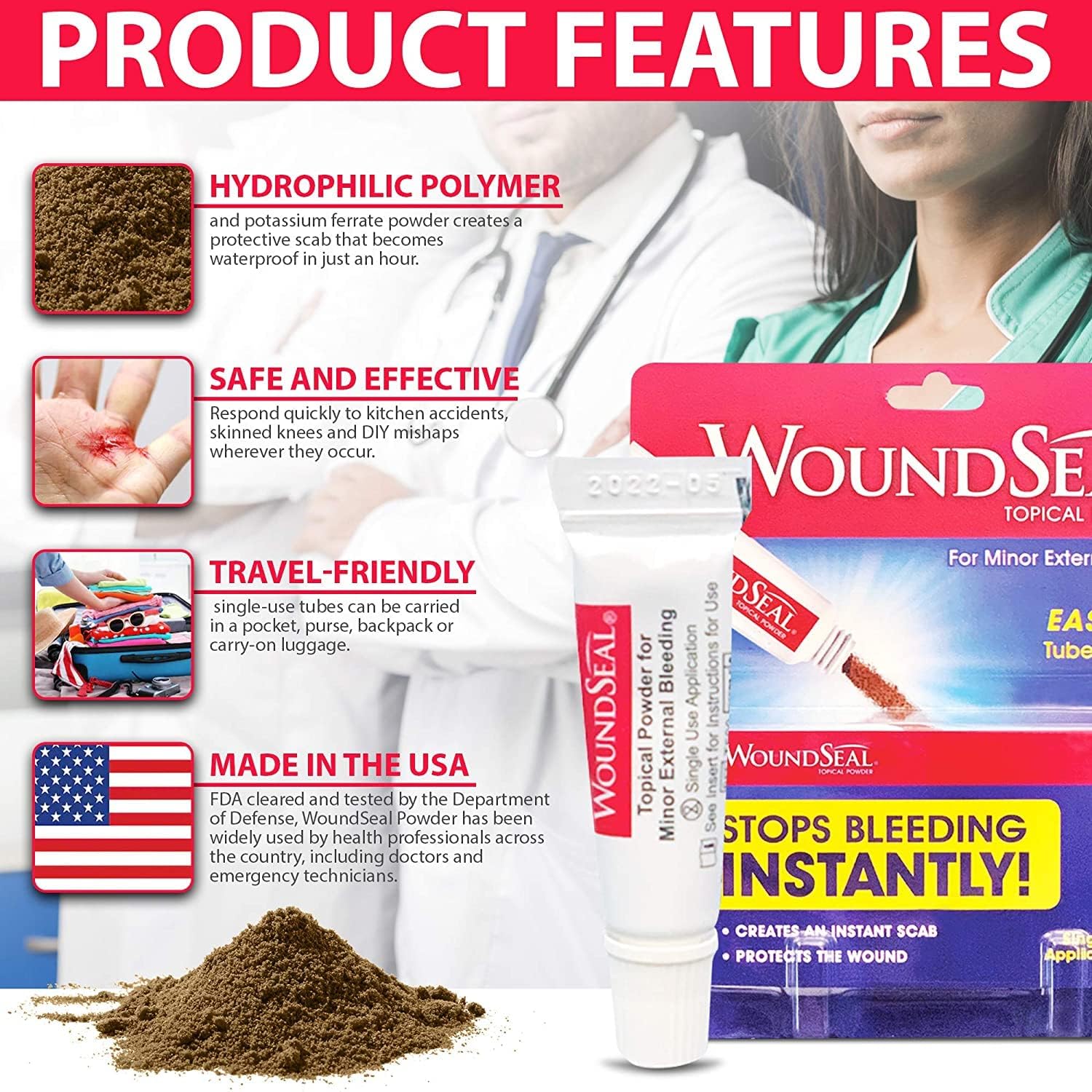 Biolife WoundSeal powder barrier formation speeds drying without adhesives.