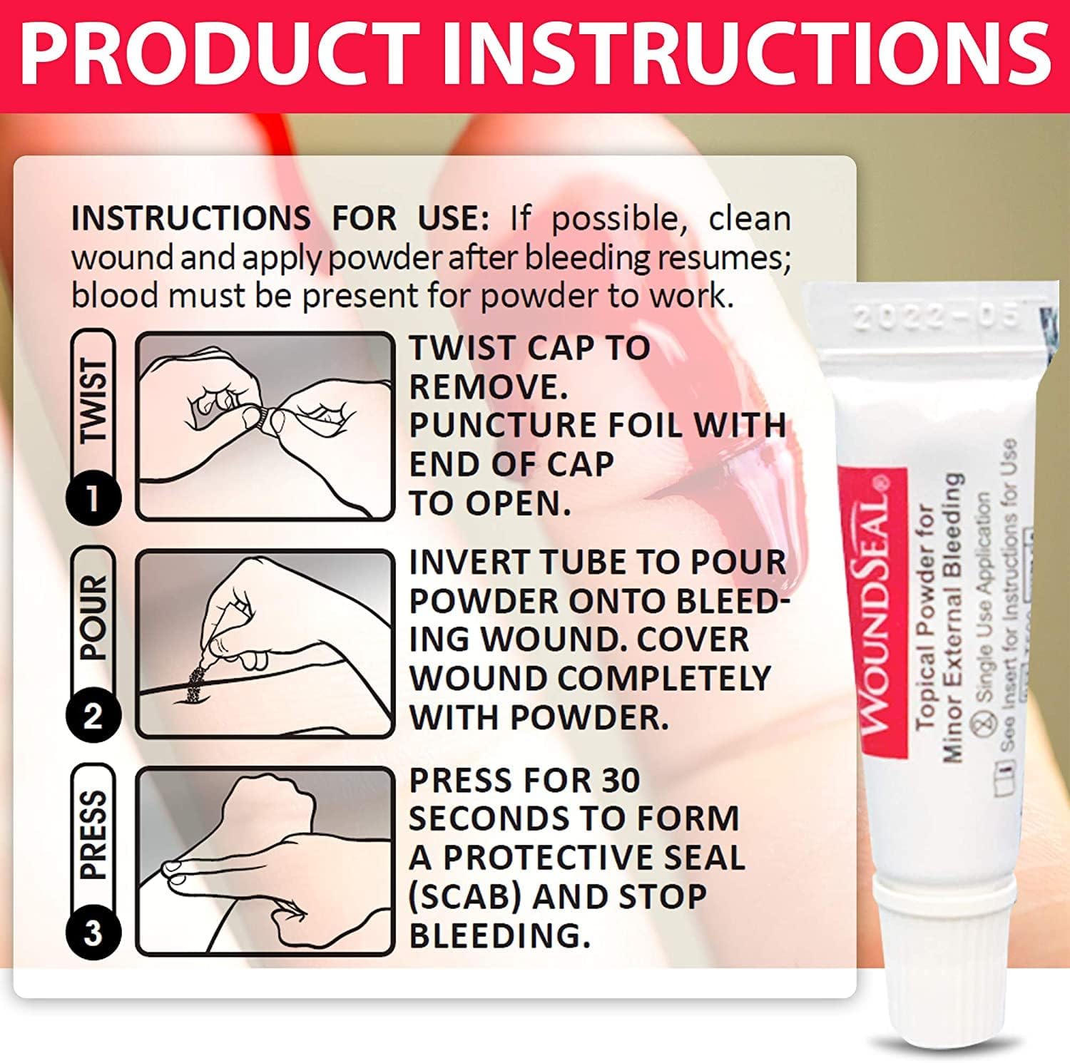 Biolife WoundSeal powder is for external use on intact skin.