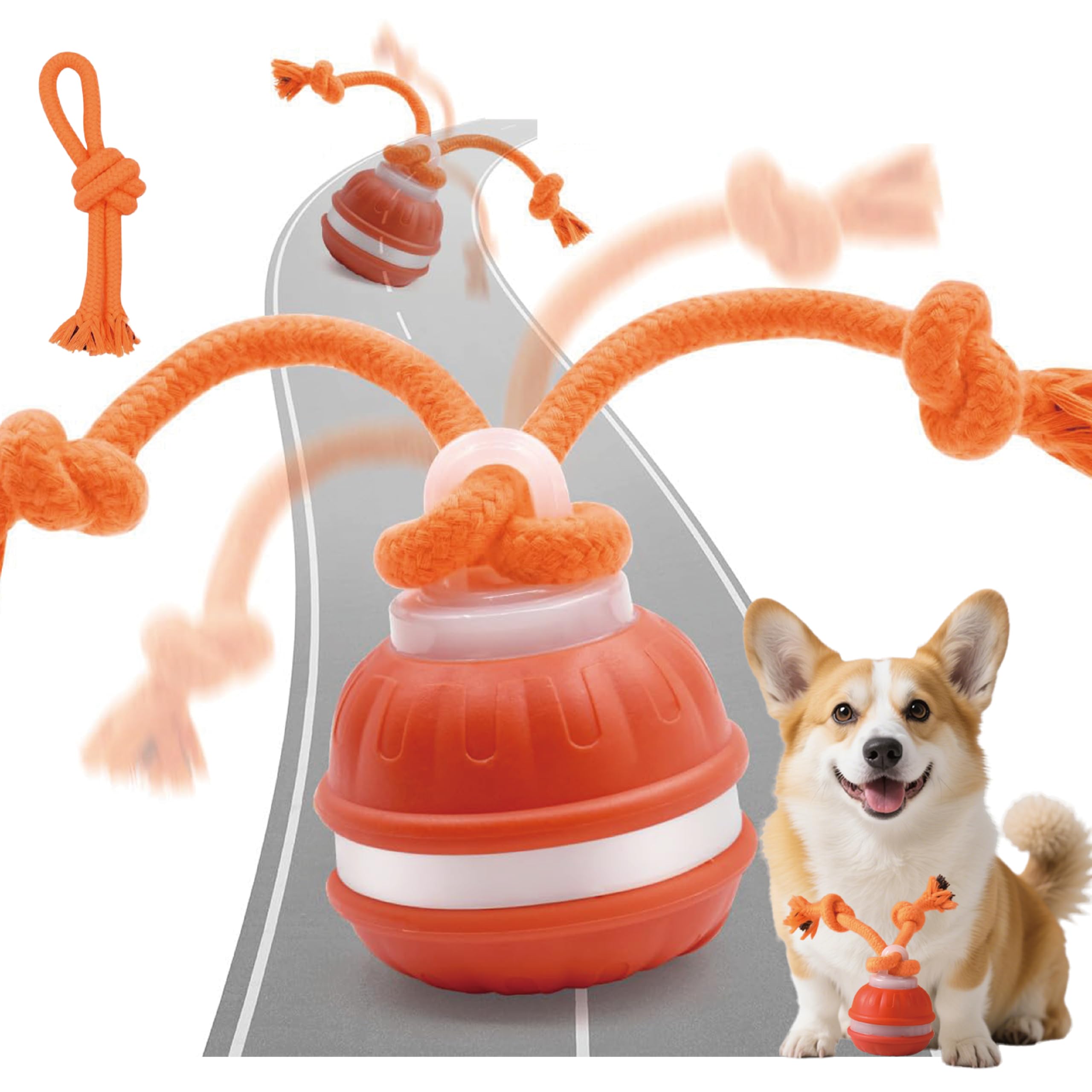 BIONEMAGILI self-rolling dog ball blue action with chirping sounds to engage dogs