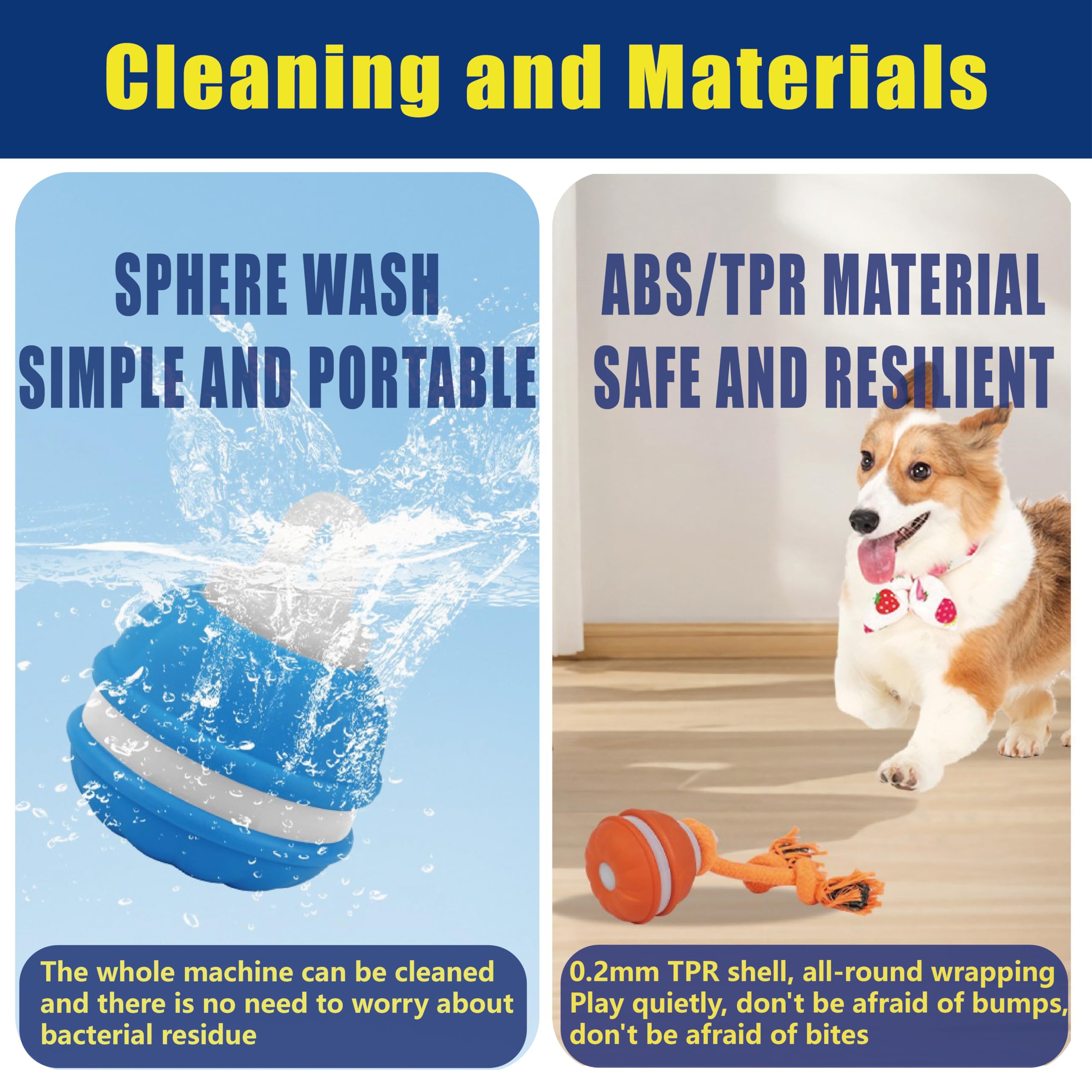 BIONEMAGILI self-rolling dog ball blue waterproof shell demonstrating all-environment use