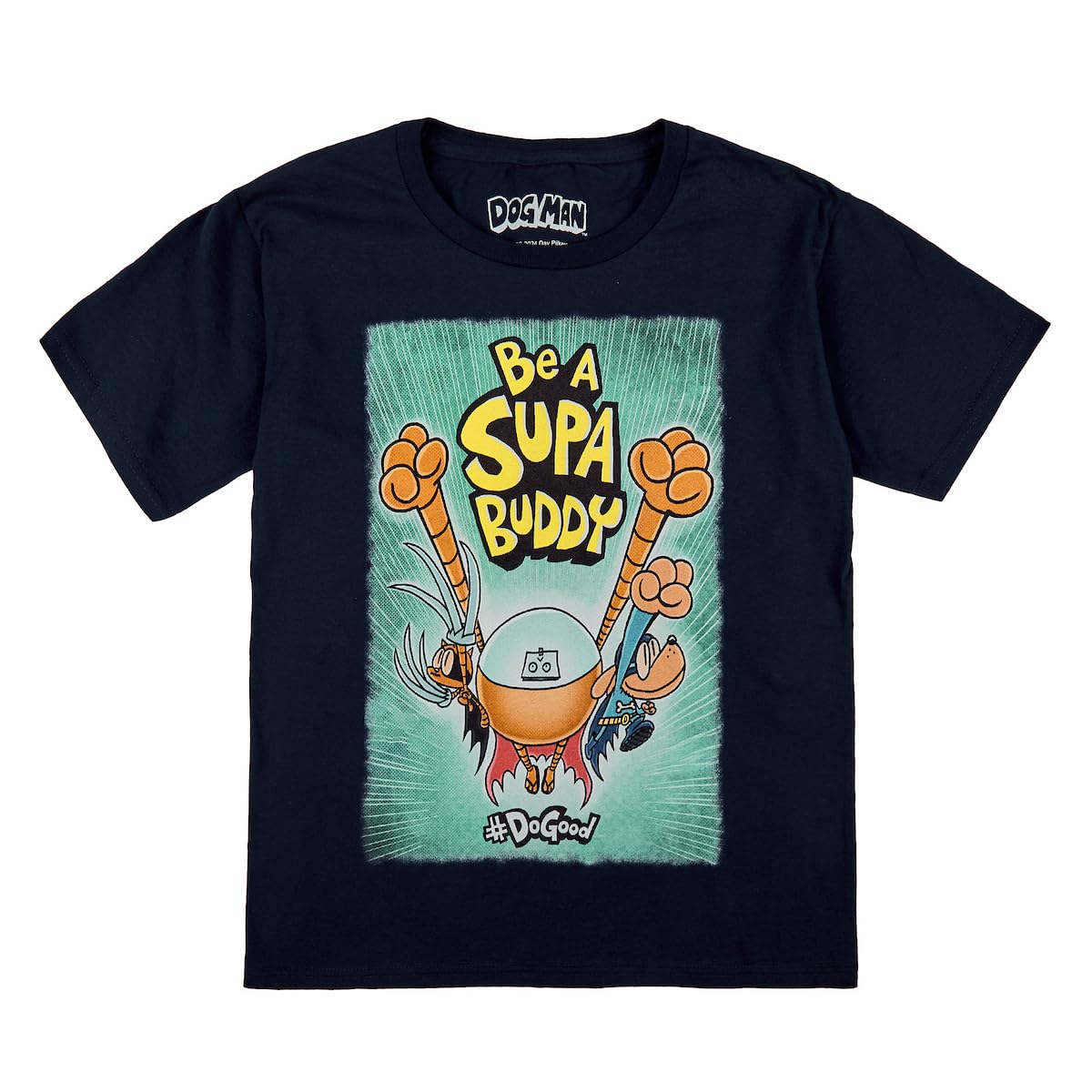 Bioworld Dog Man youth tees close-up fabric softness for comfort.
