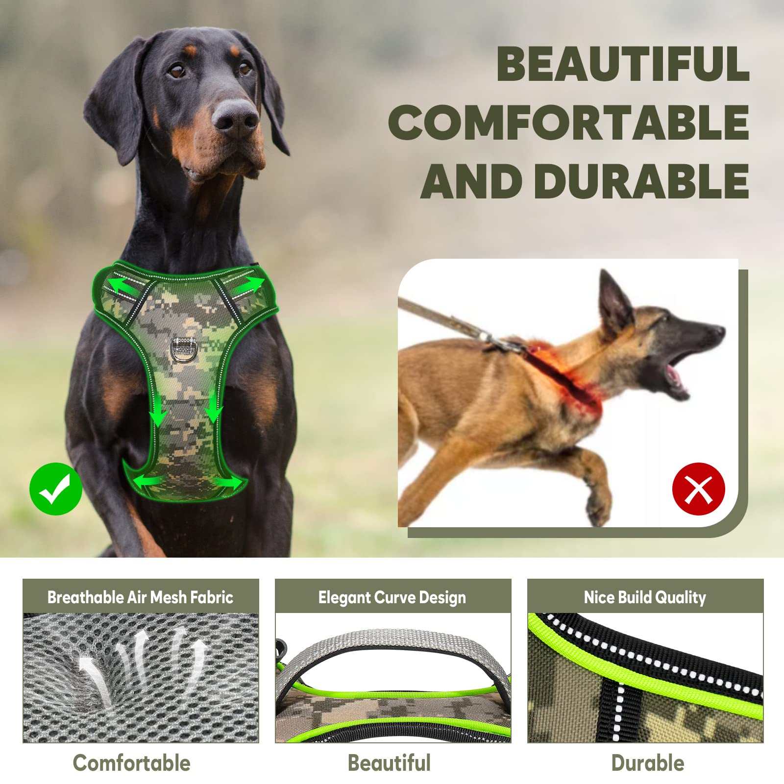 BiPawTi adjustable dog harness with four straps for secure fit