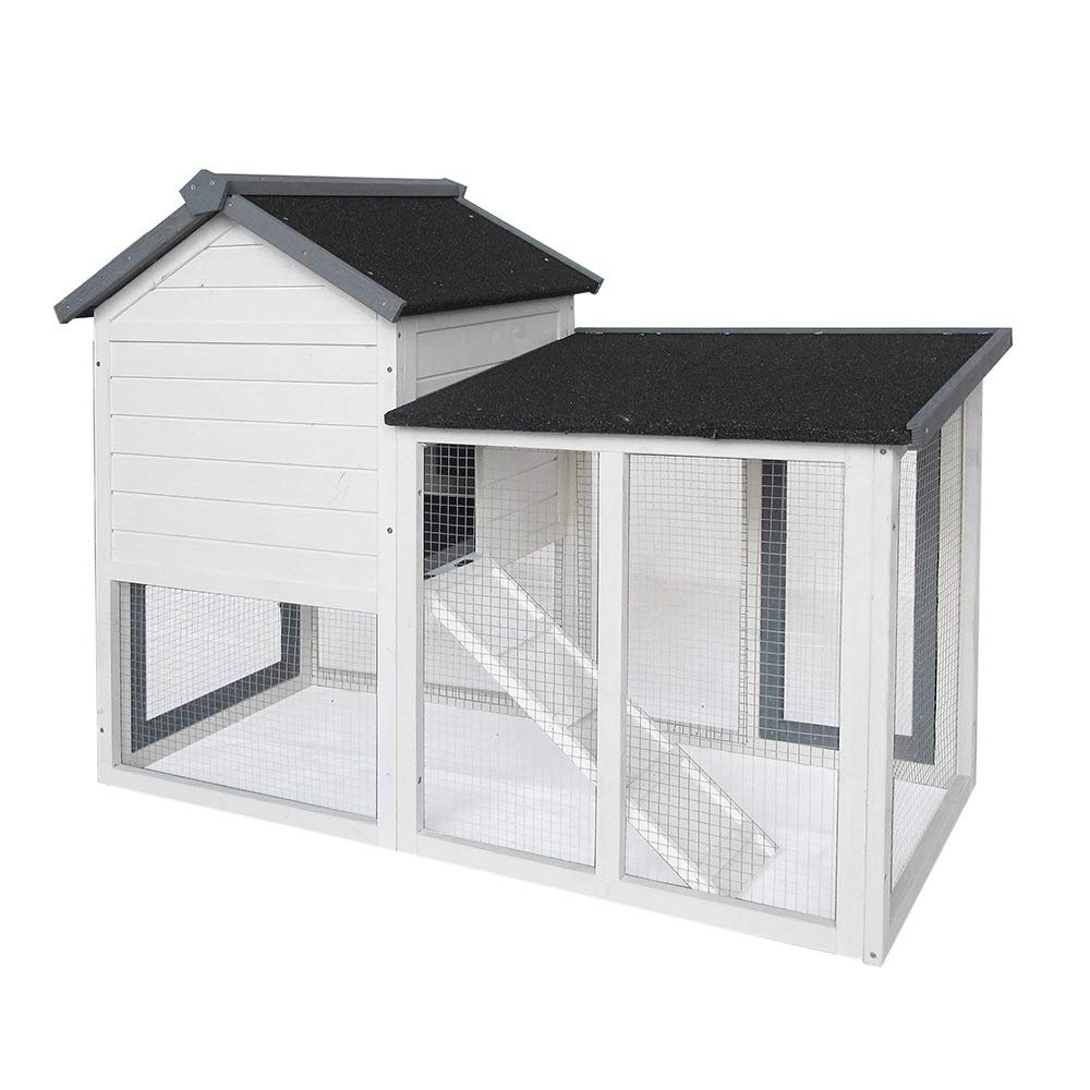 Birasil Wood Rabbit Hutch top-view image shows compact footprint with ample play space.