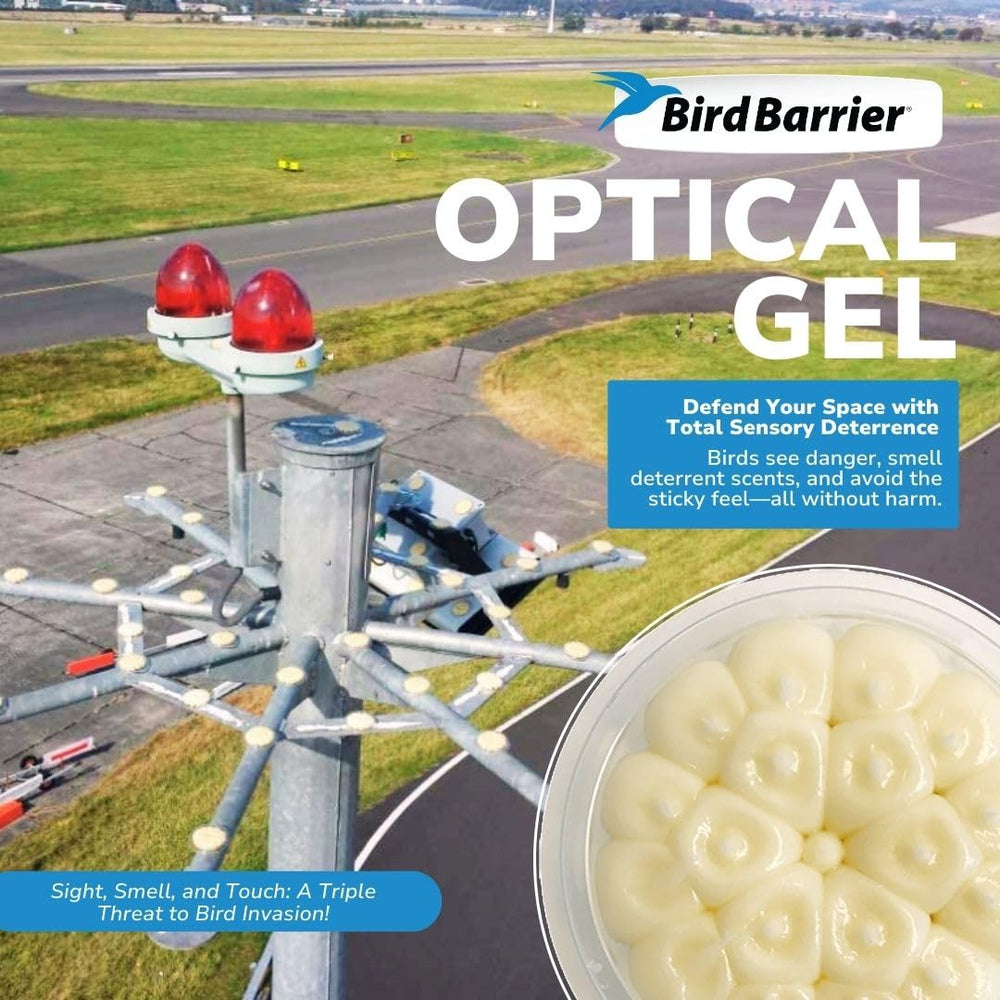 Bird Barrier Optical Gel on roof edge preserves aesthetics while deterring birds.