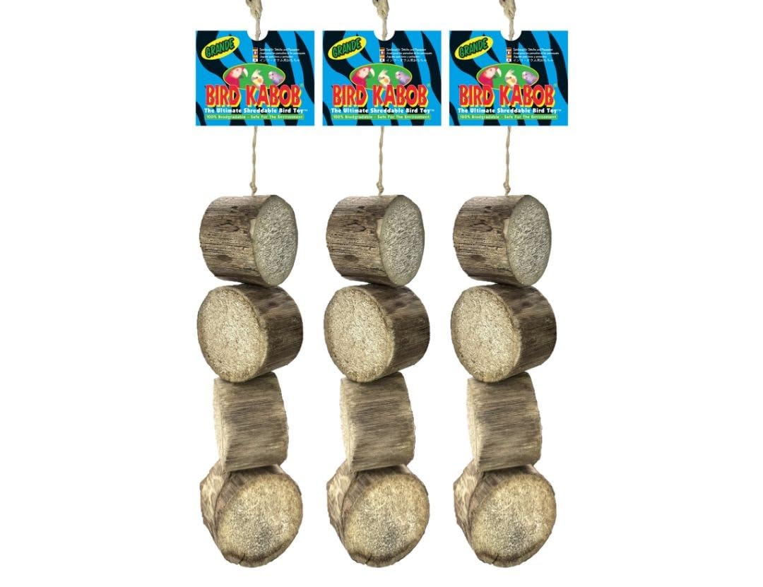 Bird Kabob Grande 3-Pack main image: shreddable enrichment for birds that reduces boredom and promotes activity.