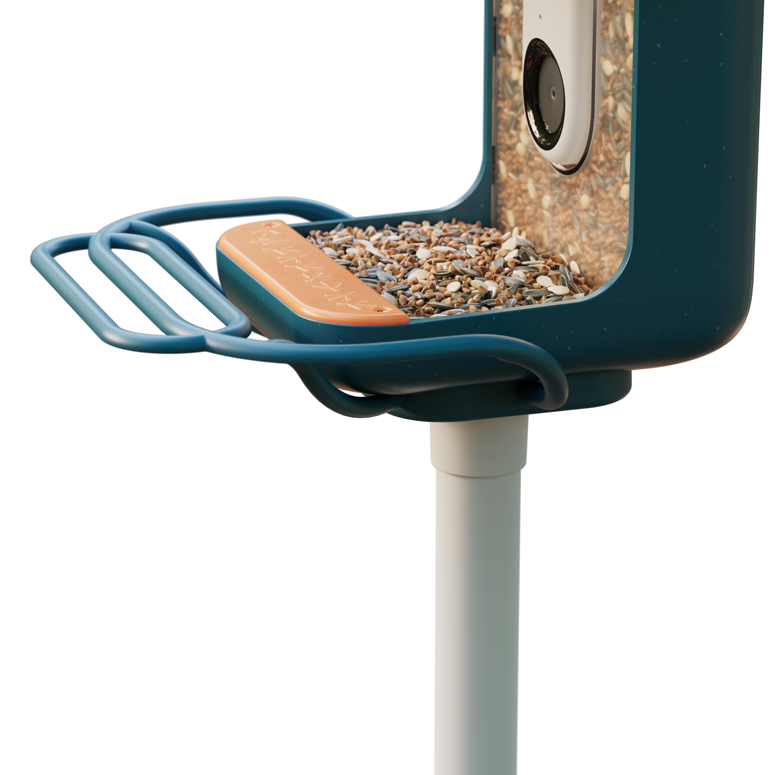 BirdBuddy Blue Perch Extender outdoor setup demonstrates seamless integration