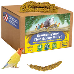 Birds LOVE Economy spray millet package ready for easy feeding and freshness.