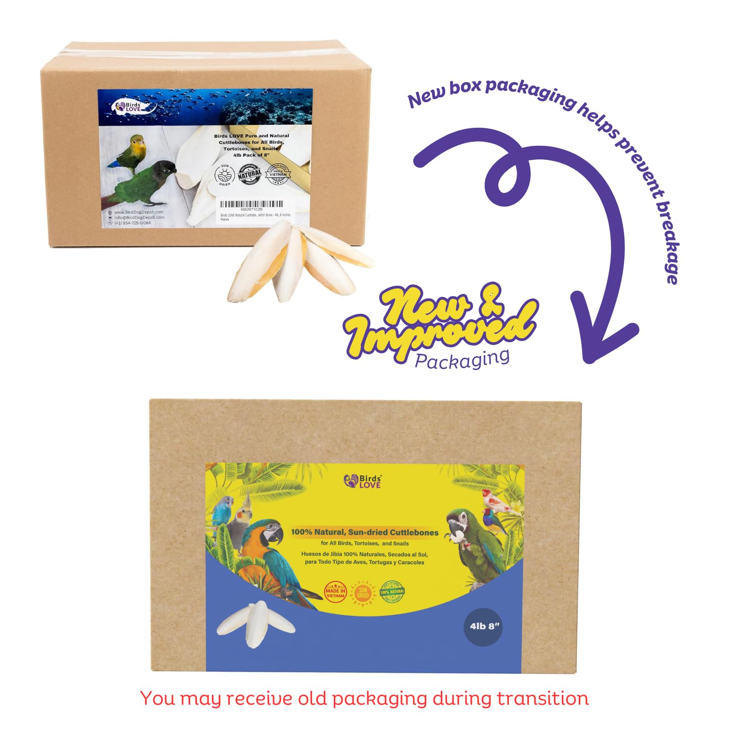 Birds LOVE sun-dried cuttlebone highlighting additive-free calcium for birds