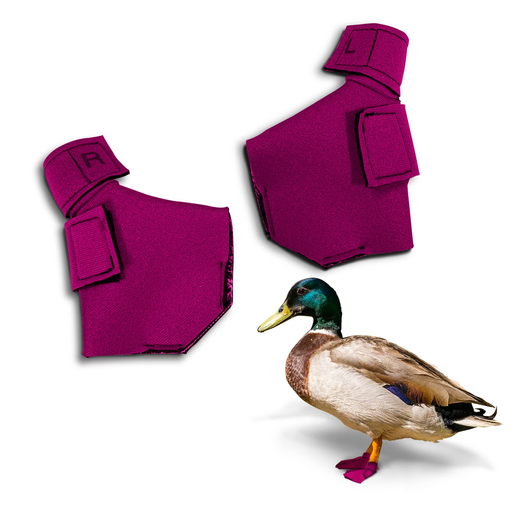 Birdy Bootie material closeup shows durable silver-infused rubber for active waterfowl protection.