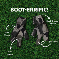 Birdy Bootie gray neoprene material close-up highlights tear-resistant construction