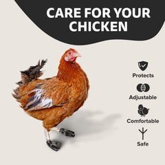 Birdy Bootie navy color on chicken foot demonstrates secure fit for recovery