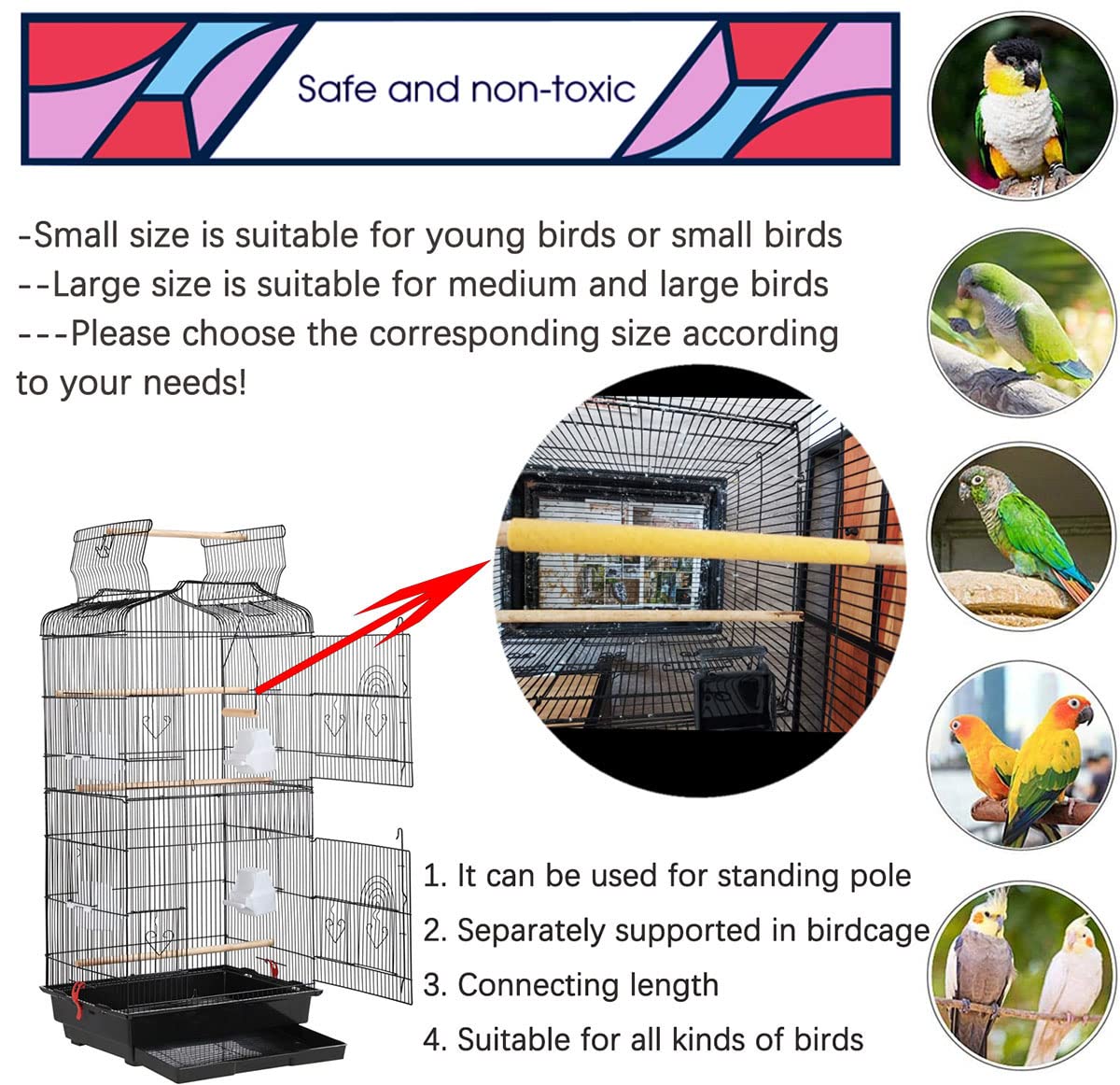 Close-up of Birheatry sand perch cover showing safe natural grit for digestion-friendly care