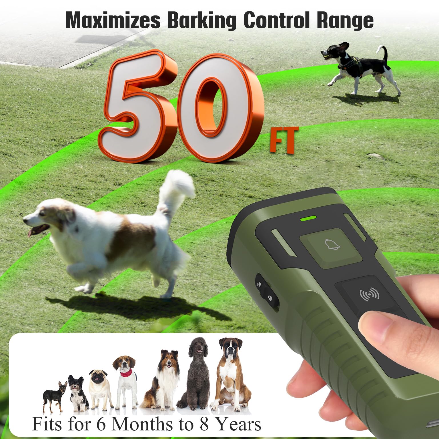 Birvsw bark deterrent wristband worn for portable training during outdoor trips.
