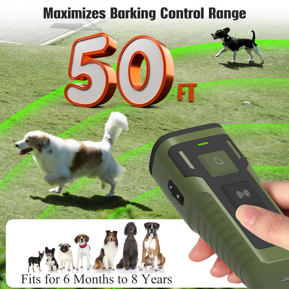 Birvsw bark deterrent wristband worn for portable training during outdoor trips.